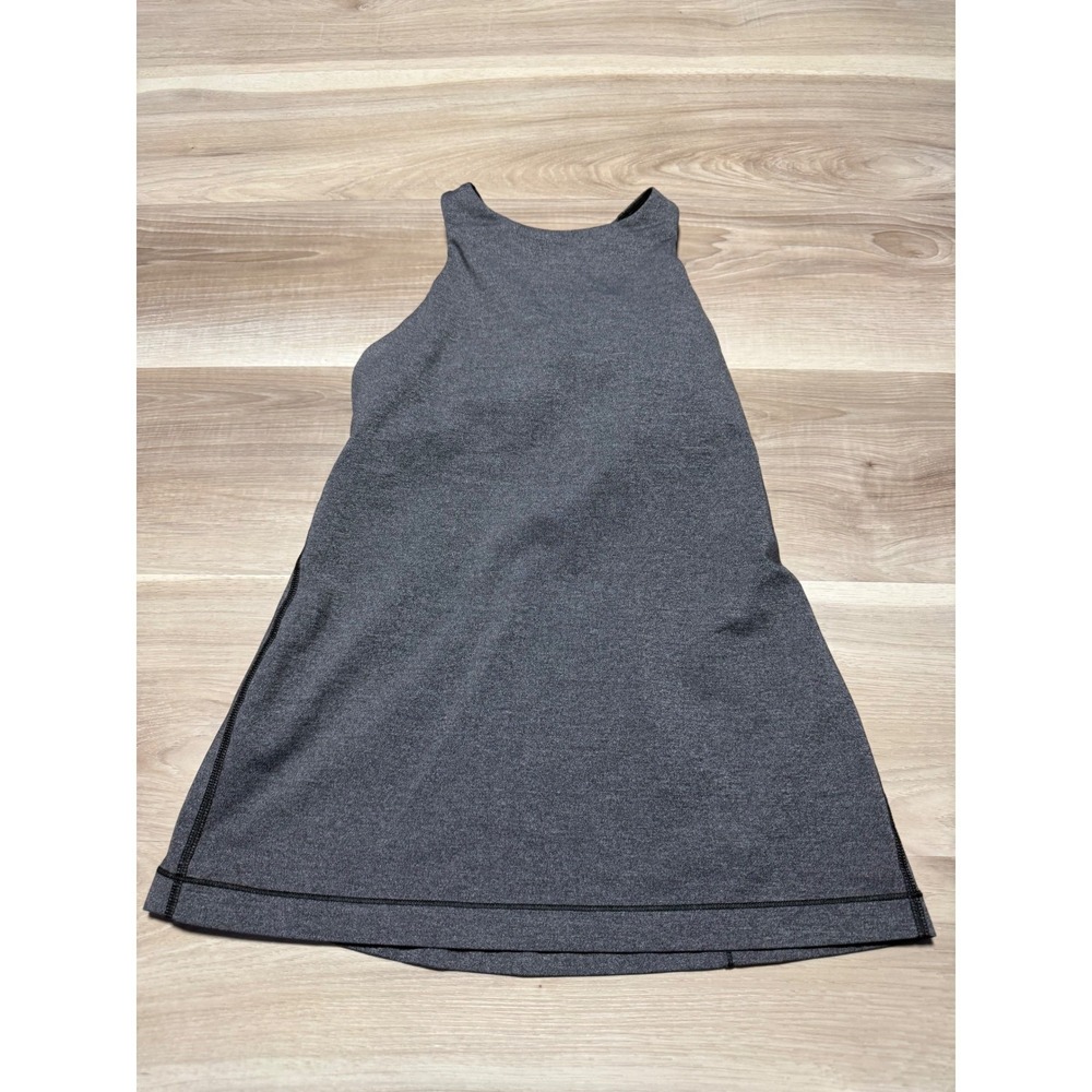 Lululemon Tank Top Womens 4 Gray Heathered Racerback‎ High Neck Shelf Bra Yoga